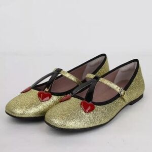 Gucci Gold Glitter Girls Ballet Flat MaryJane  31